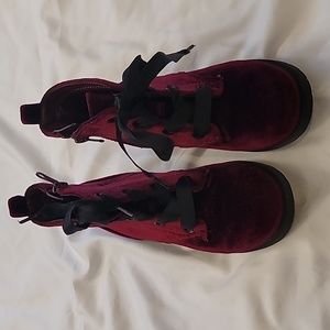 Velvet lace up boots